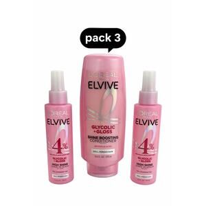 L’Oreal Elvive - Glycolic + Gloss Set ( 1 Conditioner, 2 Leave-in serum) - Pack3